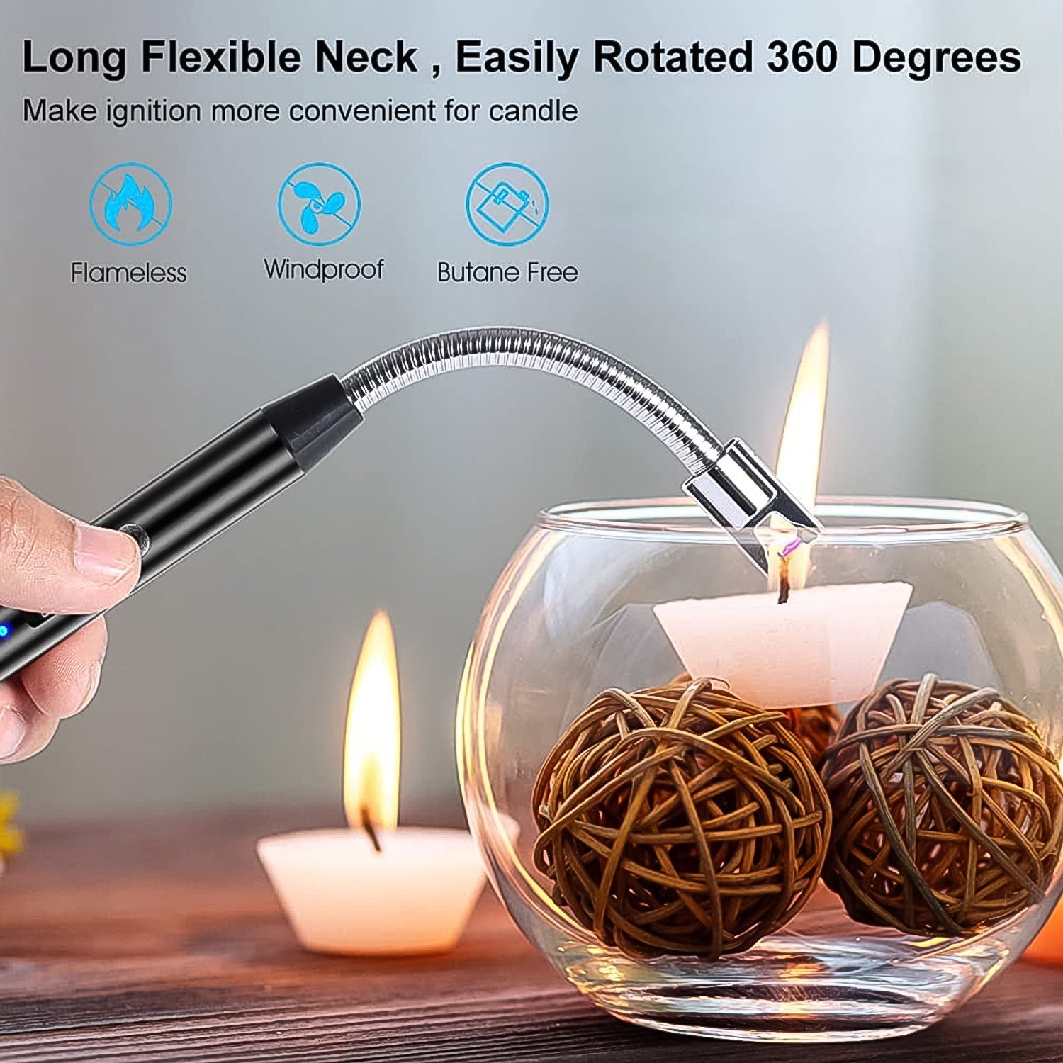 Long Flexible USB Rechargeable Electric Arc Lighter – Windproof, Flameless Plasma Long Flexible USB Rechargeable Electric Arc Lighter – Windproof, Flameless Plasma